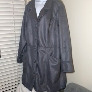 D & co. Denim & Company Grey Suede-like Coat Size 2X